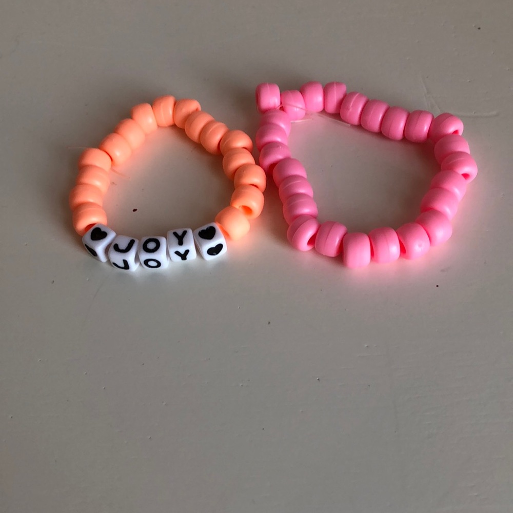 Orange and pink beaded bracelet.